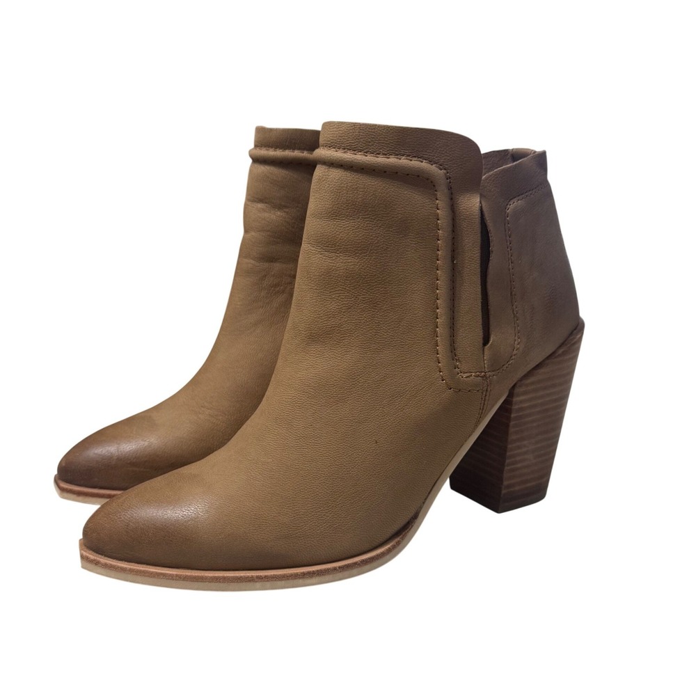 Crevo Kazzee Leather Ankle Boots Women 7.5 Brown Excellent Block Heel CW1426-228